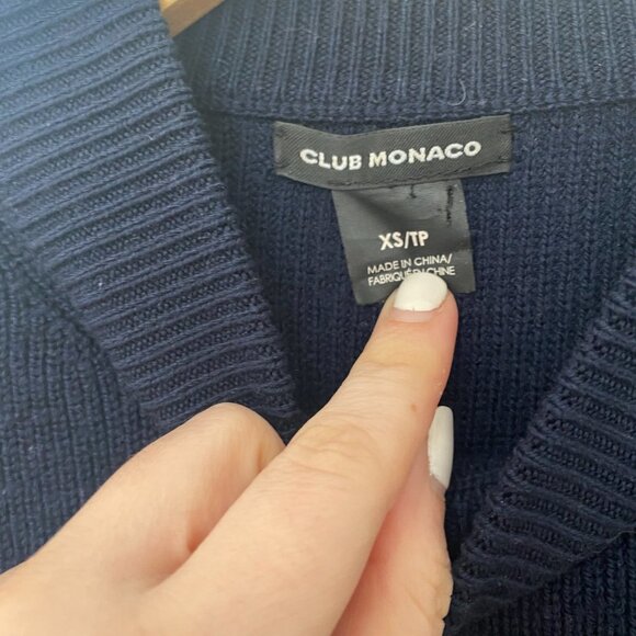 Club Monaco Navy Blue Wool Mockneck Sweater Size XS - Picture 3 of 5